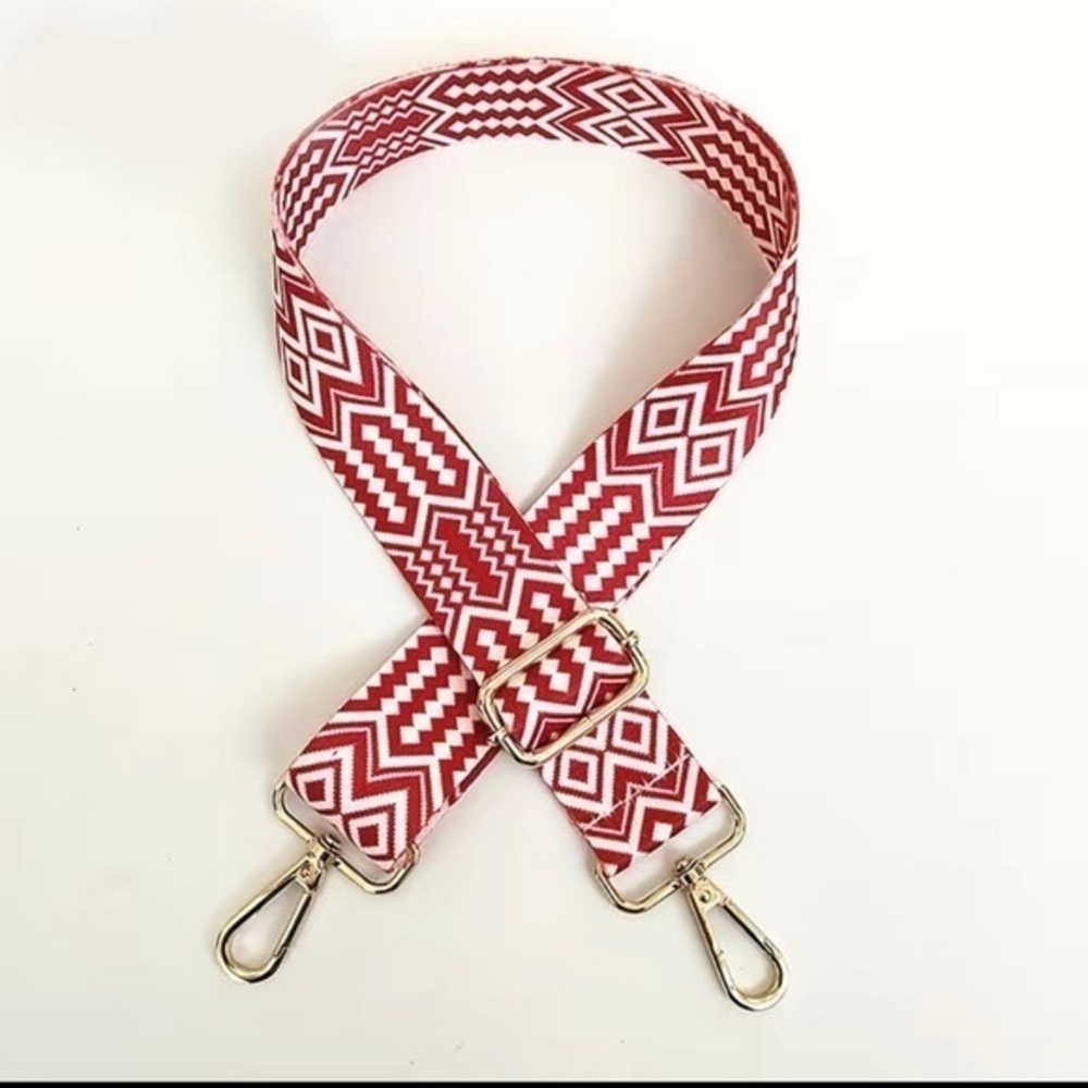 Crossbody strap. New. Geo red and white. Go Dawgs